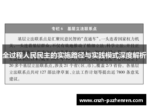 全过程人民民主的实施路径与实践模式深度解析